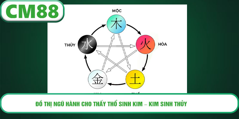 Đồ thị ngũ hành cho thấy Thổ sinh Kim – Kim sinh Thủy, lý giải sự chuyển cầu của tổng 0.